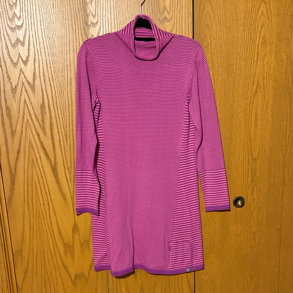 Title Nine pink/Purple Striped Turtleneck dress/tunic size large